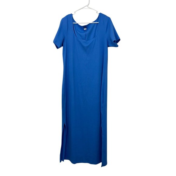 Old Navy Womens Blue Short Sleeve Fitted Midi Dress SZ XL Stretchy Comfort - Picture 13 of 13